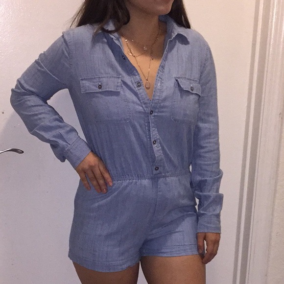 ✅SOLD // Denim Button down Romper - Picture 2 of 4